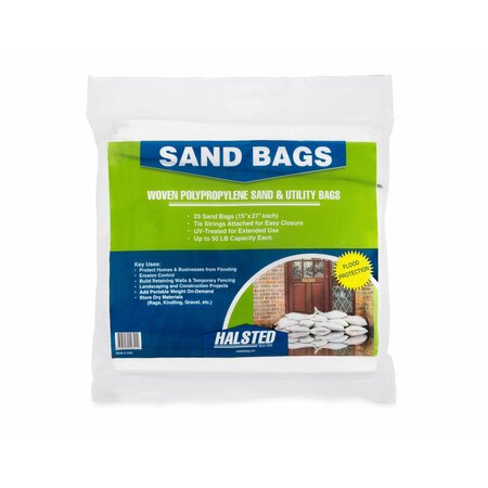 DURASACK 15 in. x 27 in. Empty Sand Bags with Tie Strings, White, 25PK SB-1527CTN